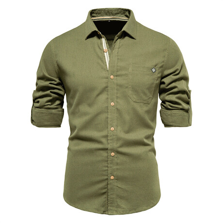 SH689-GREEN // Long Sleeve Button Up Shirt // Green (XS)