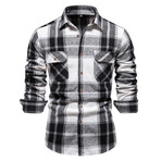 SH702-BLACK // Plaid Long Sleeve Button Up Shirt // Black (S)