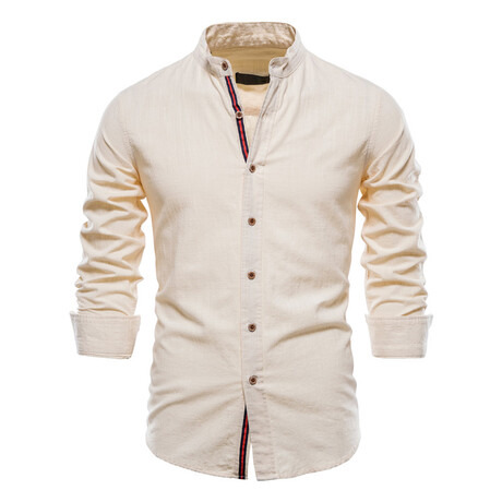 YM01A9-71-KHAKI // Long Sleeve Button Up Shirt // Khaki (XS)