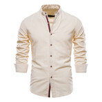YM01A9-71-KHAKI // Long Sleeve Button Up Shirt // Khaki (L)
