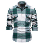 SH702-GREEN // Plaid Long Sleeve Button Up Shirt // Green (XL)