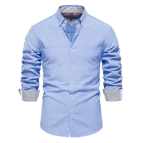 SH700-BLUE // Long Sleeve Button Up Shirt // Blue (XS)