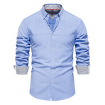 SH700-BLUE // Long Sleeve Button Up Shirt // Blue (XS)