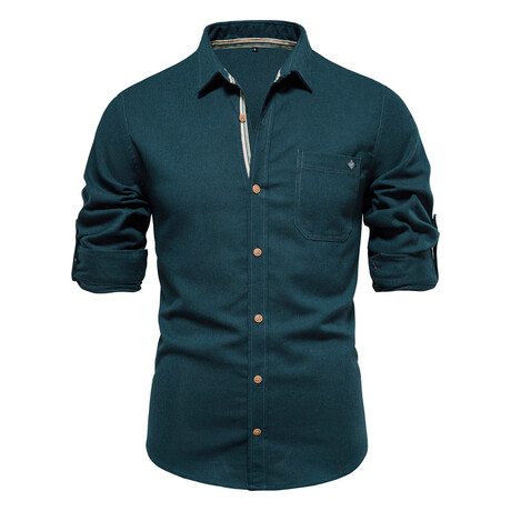 SH689-DARK-GREEN // Long Sleeve Button Up Shirt // Dark Green (XS)