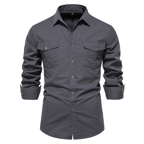 SH265-DARK-GRAY // Long Sleeve Button Up Shirt // Dark Gray (XS)