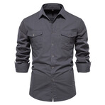 SH265-DARK-GRAY // Long Sleeve Button Up Shirt // Dark Gray (S)