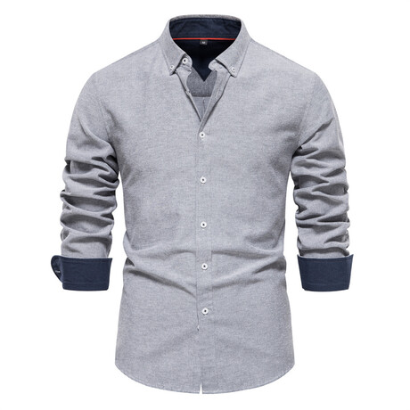 SH700-GRAY // Long Sleeve Button Up Shirt // Gray (XS)