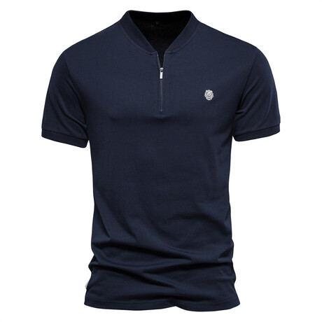 TS298-NAVY-BLUE // Short Sleeve Quarter T-Shirt // Navy Blue (XS)