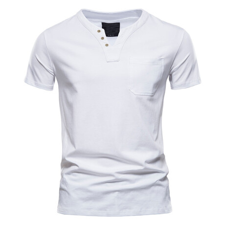 TS134-WHITE // Henley T-shirt // White (XS)