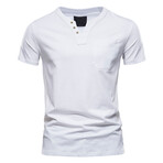 TS134-WHITE // Henley T-shirt // White (L)
