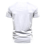 TS134-WHITE // Henley T-shirt // White (L)