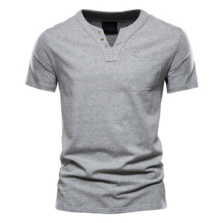 TS134-GRAY // Henley T-shirt // Gray (XS)