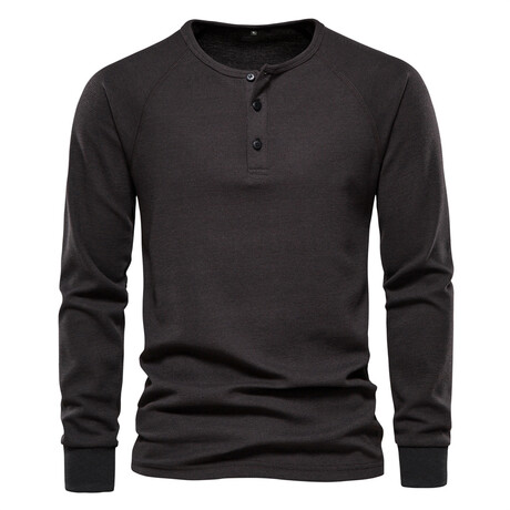 Long Sleeve Henley T-Shirt // Dark Gray (XS)
