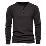 Long Sleeve Henley T-Shirt // Dark Gray (S)