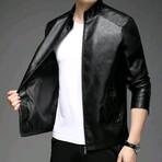 AFLJ-007 // Faux Leather Jackets // Black (2XL)