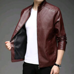 AFLJ-008 // Faux Leather Jackets // Burnt Brown (XL)