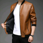 AFLJ-006 // Faux Leather Jackets // Caramel (2XL)