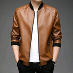 AFLJ-006 // Faux Leather Jackets // Caramel (2XL)