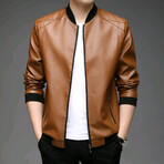 AFLJ-006 // Faux Leather Jackets // Caramel (7XL)