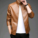 AFLJ-009 // Faux Leather Jackets // Caramel (M)