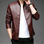 AFLJ-008 // Faux Leather Jackets // Burnt Brown (L)