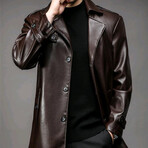 AFLJ-013 // Faux Leather Jackets // Dark Brown (3XL)
