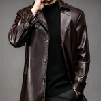 AFLJ-013 // Faux Leather Jackets // Dark Brown (M)