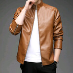 AFLJ-009 // Faux Leather Jackets // Caramel (XL)
