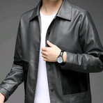 AFLJ-021 // Faux Leather Jackets // Grey-Black (XL)