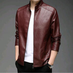AFLJ-008 // Faux Leather Jackets // Burnt Brown (2XL)