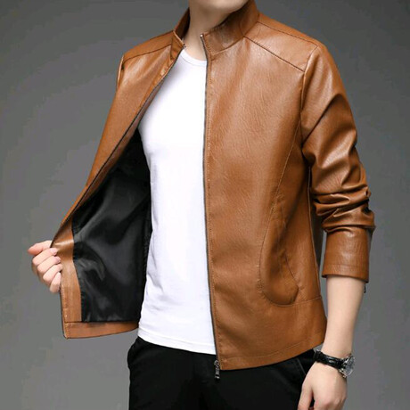 AFLJ-009 // Faux Leather Jackets // Caramel (M)