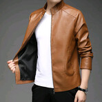 AFLJ-009 // Faux Leather Jackets // Caramel (XL)