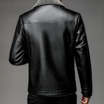 AFLJ-001 // Faux Leather Jacket // Black (M)