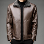 AFLJ-003 // Faux Leather Jackets // Brown (5XL)