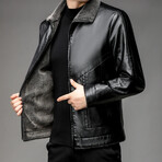 AFLJ-001 // Faux Leather Jacket // Black (M)