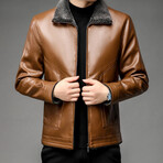 AFLJ-002 // Faux Leather Jackets // Caramel (6XL)