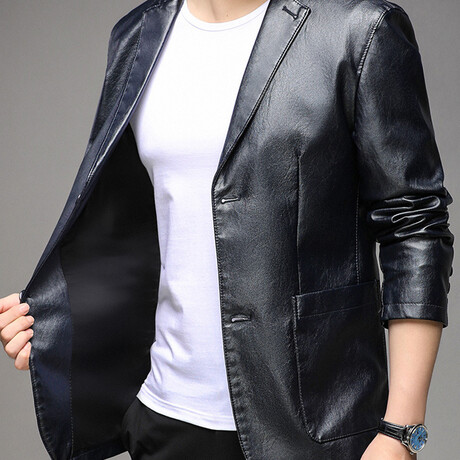 AFLJ-016 // Faux Leather Jackets // Black (M)