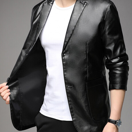 AFLJ-015 // Faux Leather Jackets // Black (M)
