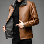 AFLJ-002 // Faux Leather Jackets // Caramel (7XL)
