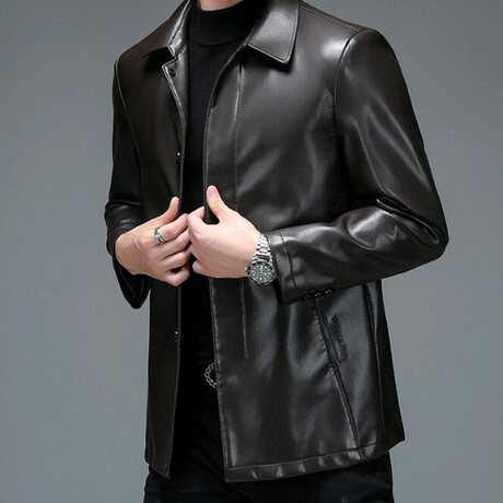 AFLJ-011 // Faux Leather Jackets // Black (M)