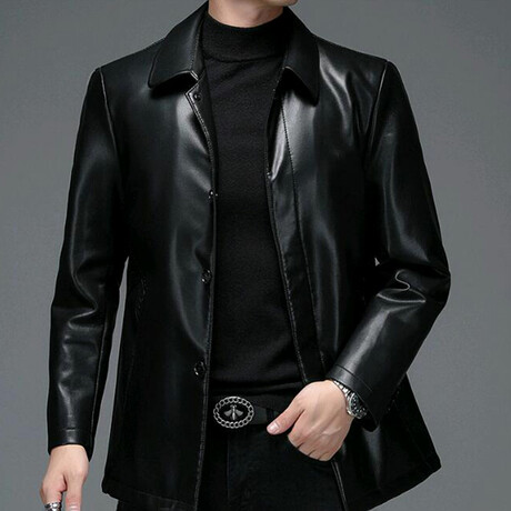 AFLJ-012 // Faux Leather Jackets // Black (M)