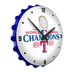 Texas Rangers World Series Champs // Bottle Cap Wall Clock (Blue)