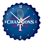 Texas Rangers World Series Champs // Bottle Cap Wall Clock (Blue)