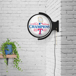 Texas Rangers World Series Champs // Round Rotating Lighted Wall Sign (Blue)