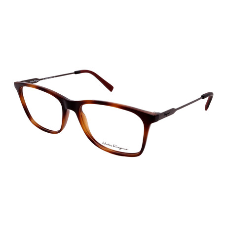 Men's Ferragamo SF2876 068 Square Optical Glasses // Dark Tortoise + Clear Demo Lenses