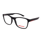 Men's // Sport PS08GV DG01O1 Square Optical Glasses // Black Rubber + Clear