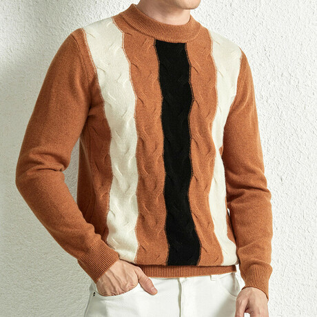 AMWS-31 // 100% Merino Wool Sweater // Copper + Black + White (M)