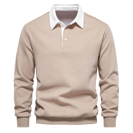 Long Sleeve Polo Sweatshirt // Khaki (XS)