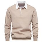 Long Sleeve Polo Sweatshirt // Khaki (M)