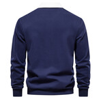 Long Sleeve Polo Sweatshirt // Navy Blue (M)